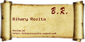 Bihary Rozita névjegykártya